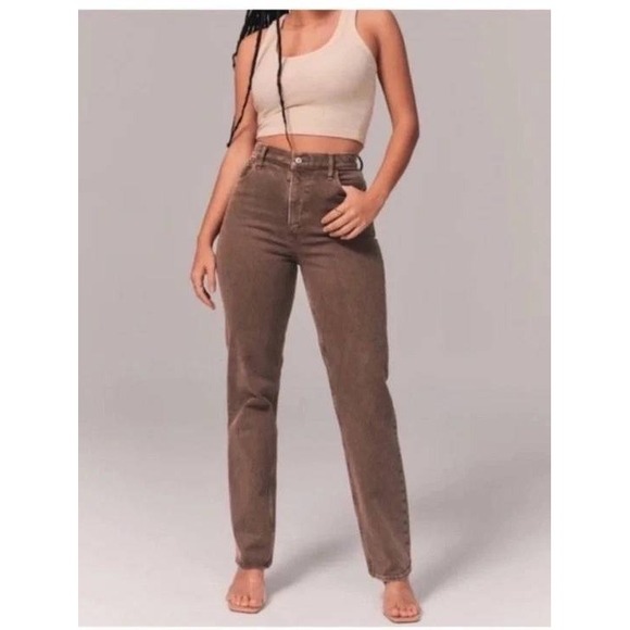 Abercrombie & Fitch Denim - Abercrombie & Fitch The 90s Straight Ultra High Rise Brown Jeans 29 8R